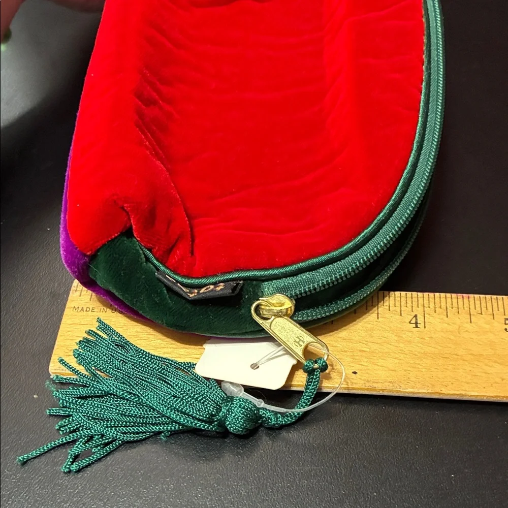 Totes vintage Red Purple and Green Velvet Pouch